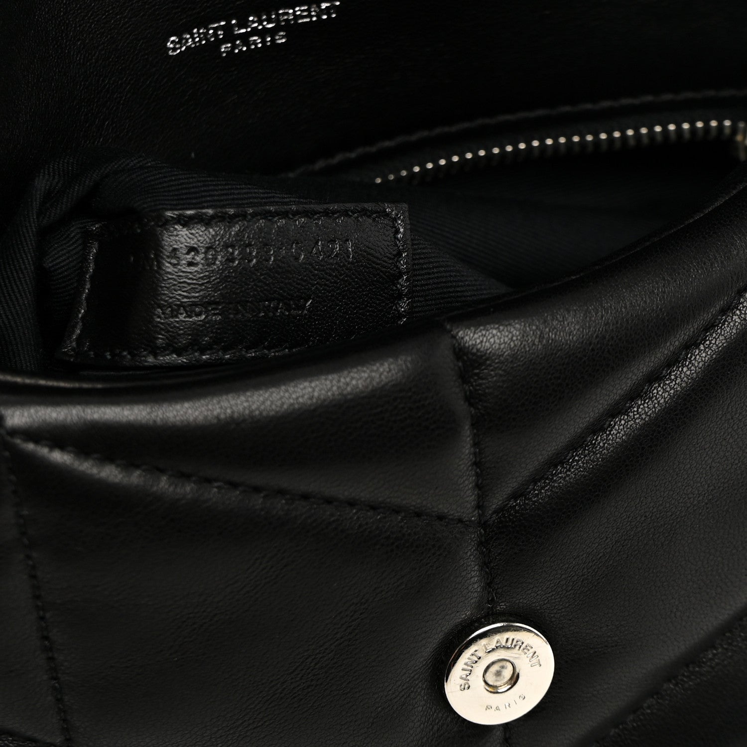 Saint Laurent Lambskin Quilted Toy Loulou Puffer Monogram Chain Satchel Black 7 of 10
