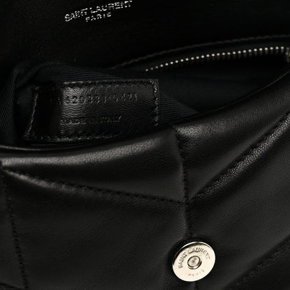 Saint Laurent Lambskin Quilted Toy Loulou Puffer Monogram Chain Satchel Black 7 of 10