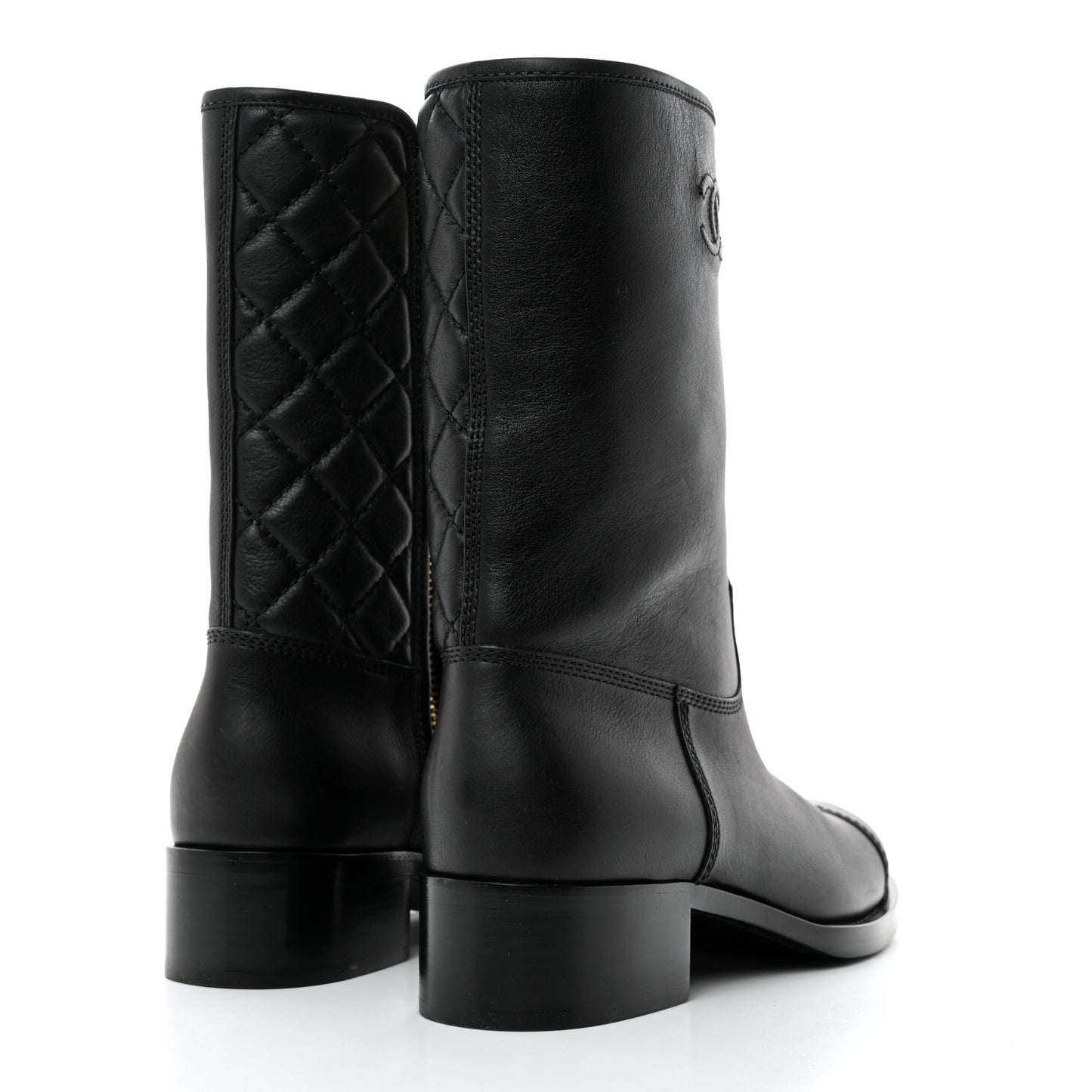Calfskin Quilted CC Boots 41 Black