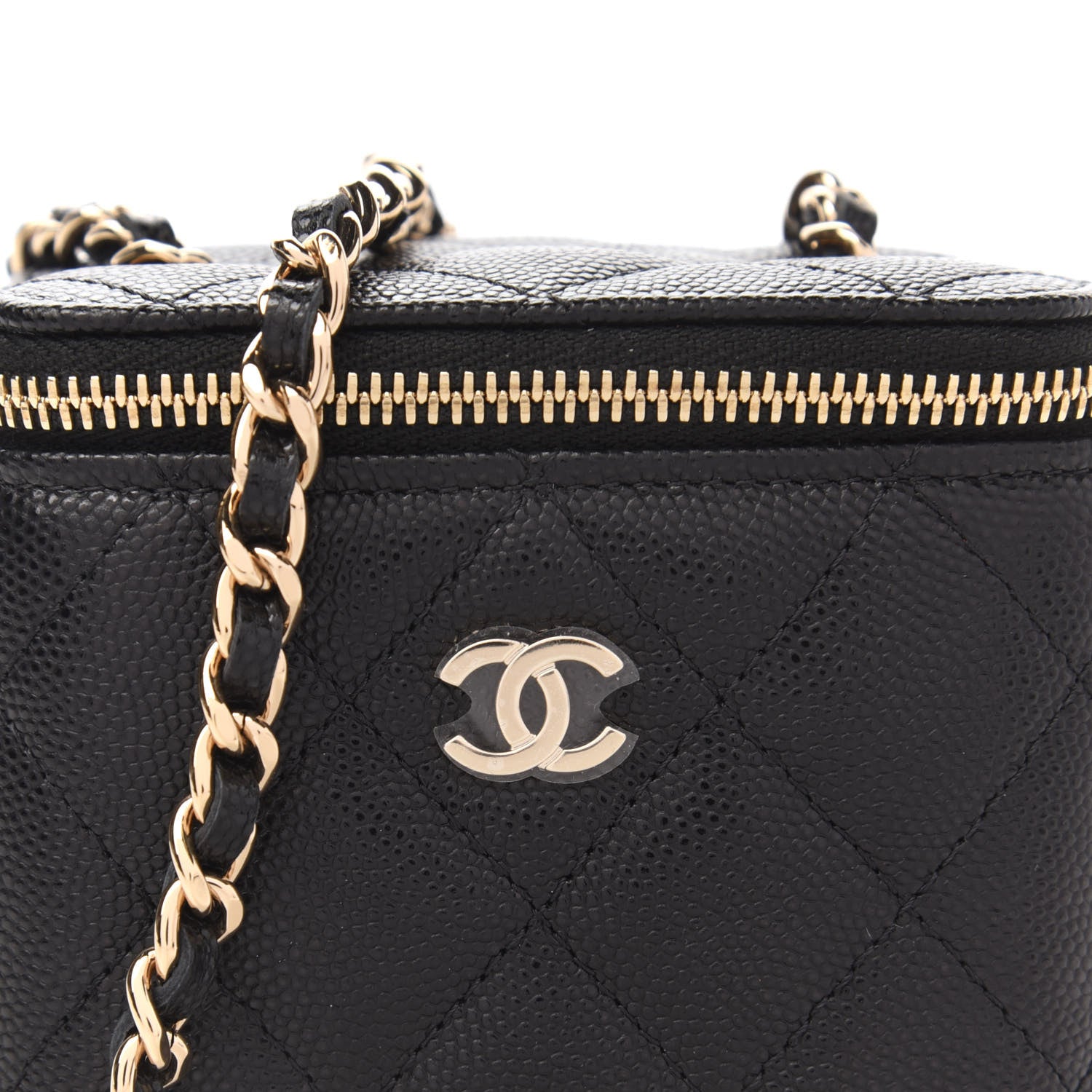 Chanel Caviar Quilted Mini Vanity Case With Chain Black 10 of 11