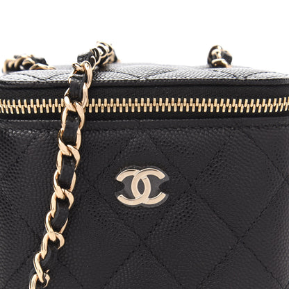 Chanel Caviar Quilted Mini Vanity Case With Chain Black 10 of 11