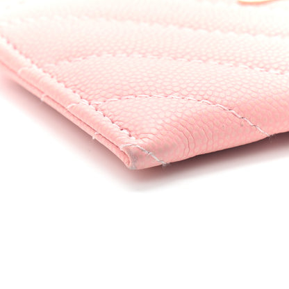 Chanel Caviar Flat Chevron Quilted Card Holder Wallet Pink 9 of 10