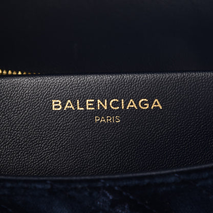 Balenciaga Velvet Logo Matelasse M BB Chain Shoulder Bag Navy 6 of 9