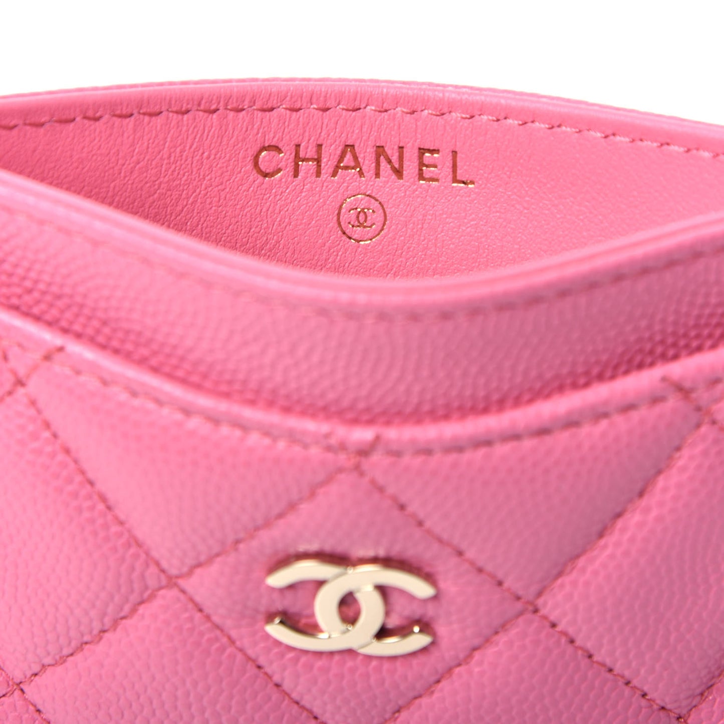 Caviar Quilted Card Holder Pink