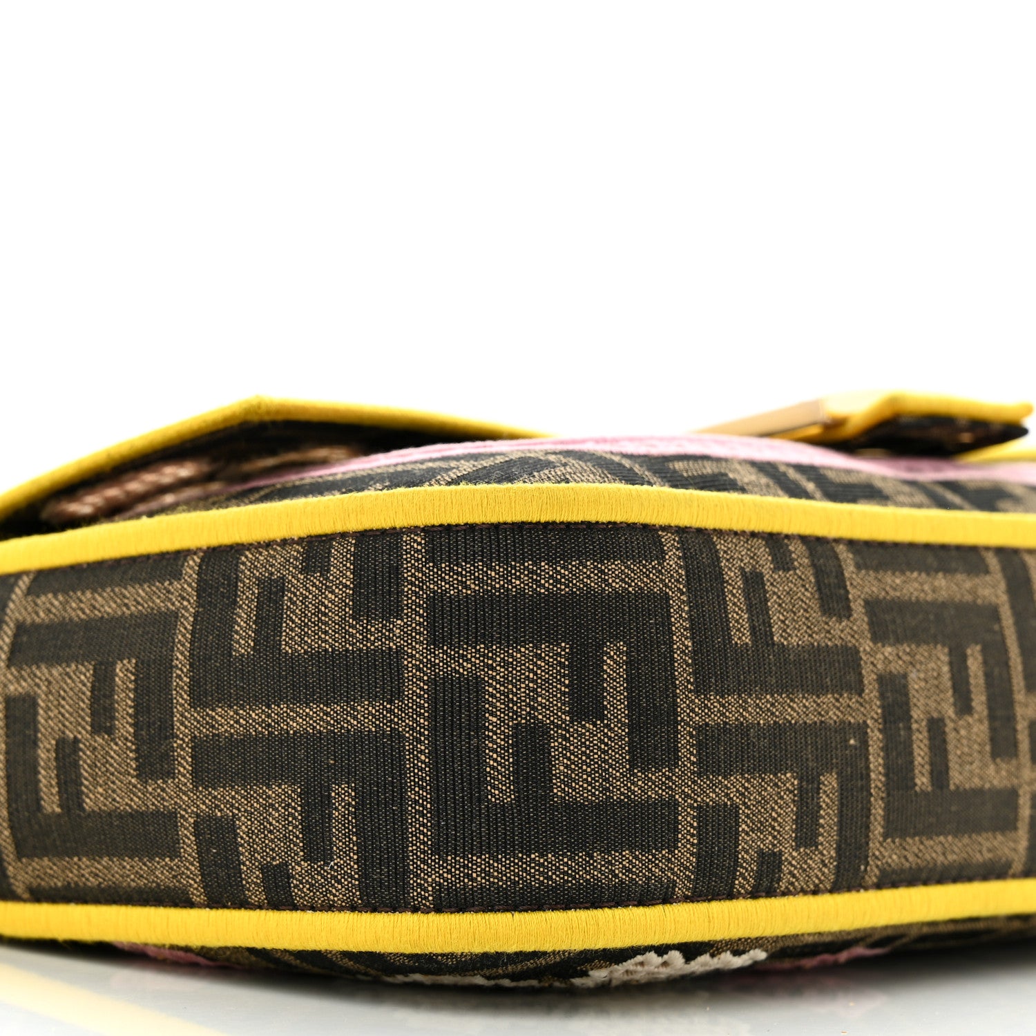 Fendi Fabric Jacquard FF Floral Embroidered Baguette Tobacco Moro Multicolor 9 of 11