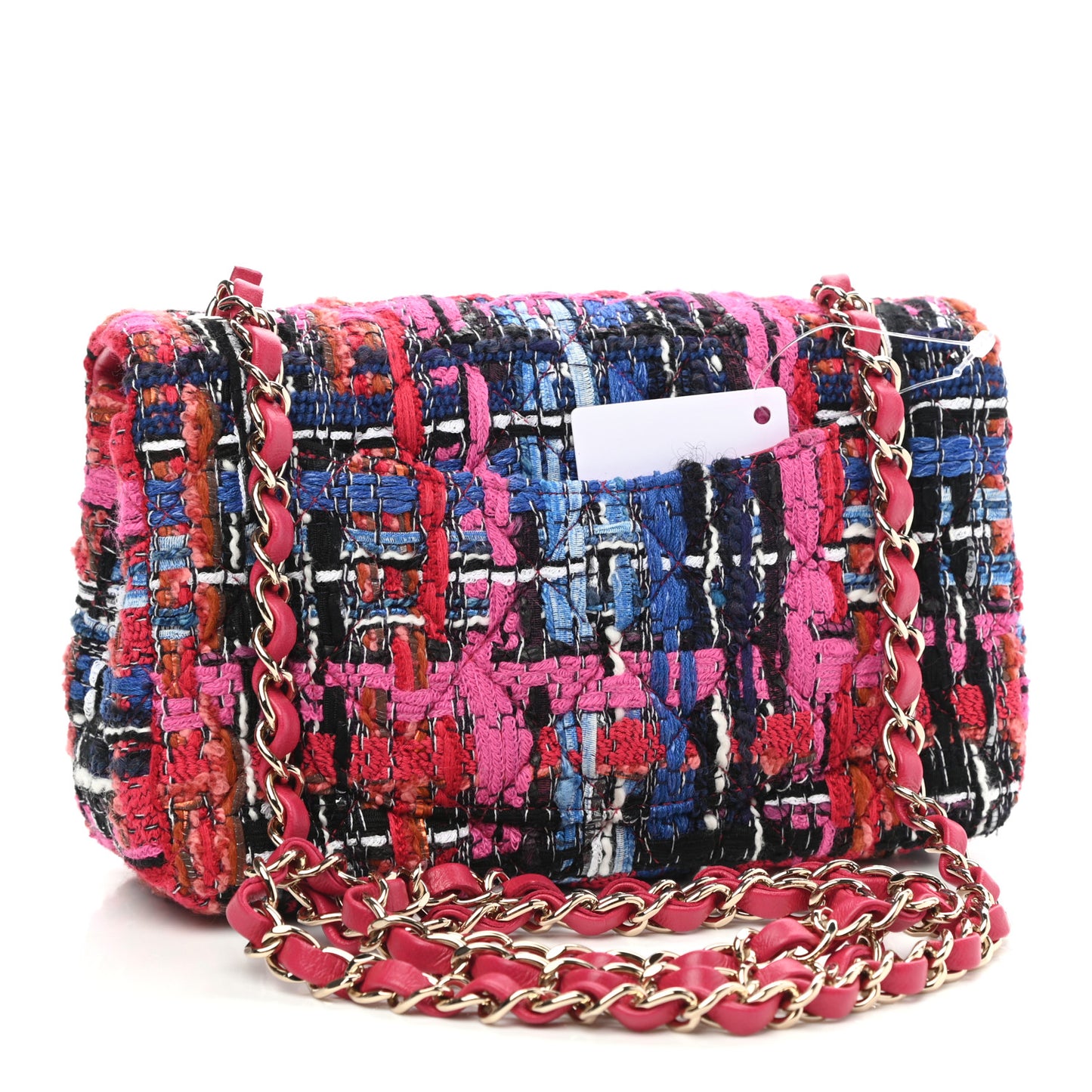Tweed Quilted Mini Rectangular Flap Red Pink Black