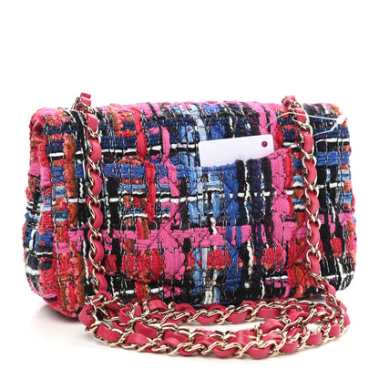 Chanel Tweed Quilted Mini Rectangular Flap Red Pink Black 3 of 9