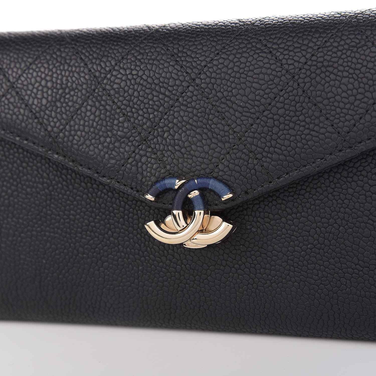 Chanel Caviar Quilted CC Box Gusset Flap Wallet Black Navy 13 of 14