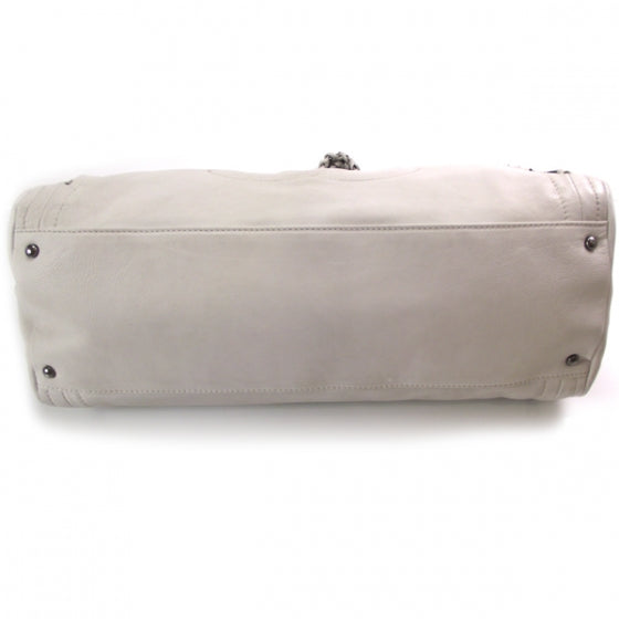Leather Large Modern Chain Tote White