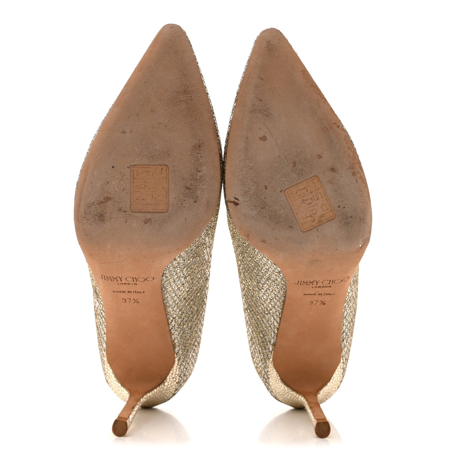 Jimmy Choo Glitter Fabric Romy 85 Pumps 37.5 Champagne 1864152