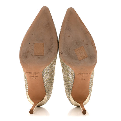 Jimmy Choo Glitter Fabric Romy 85 Pumps 37.5 Champagne 6 of 10