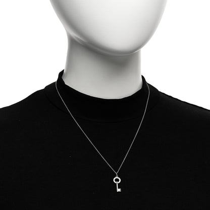 Tiffany 18K White Gold Diamond Modern Keys Round Open Key Pendant Necklace 2 of 5