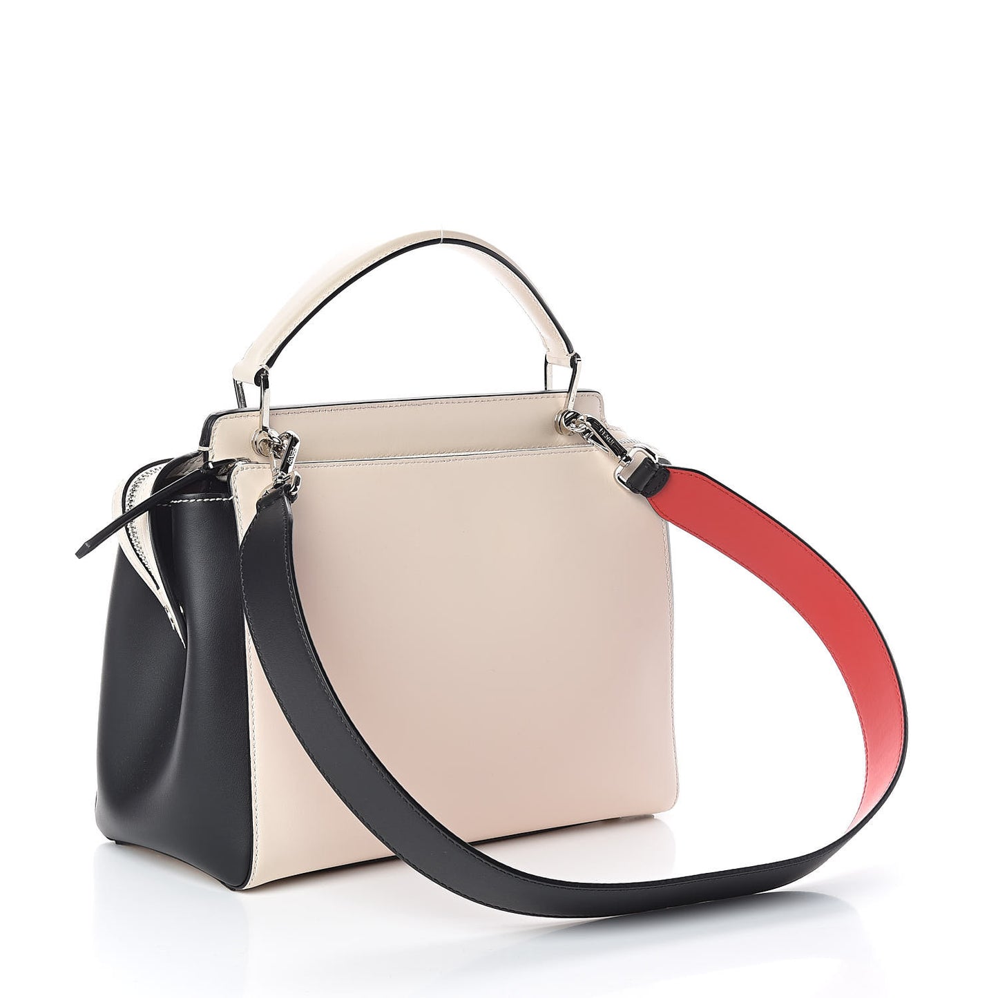 Vitello Baltico Shiny Nappa Lace Up DotCom Satchel Camelia Black Multicolor