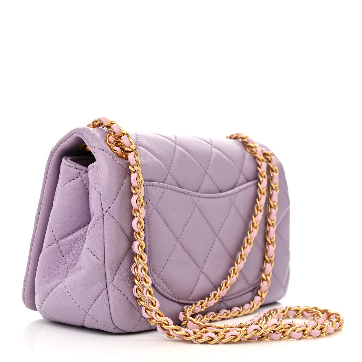 Chanel Lambskin Quilted Braided CC Small Flap Lilac 3 of 11
