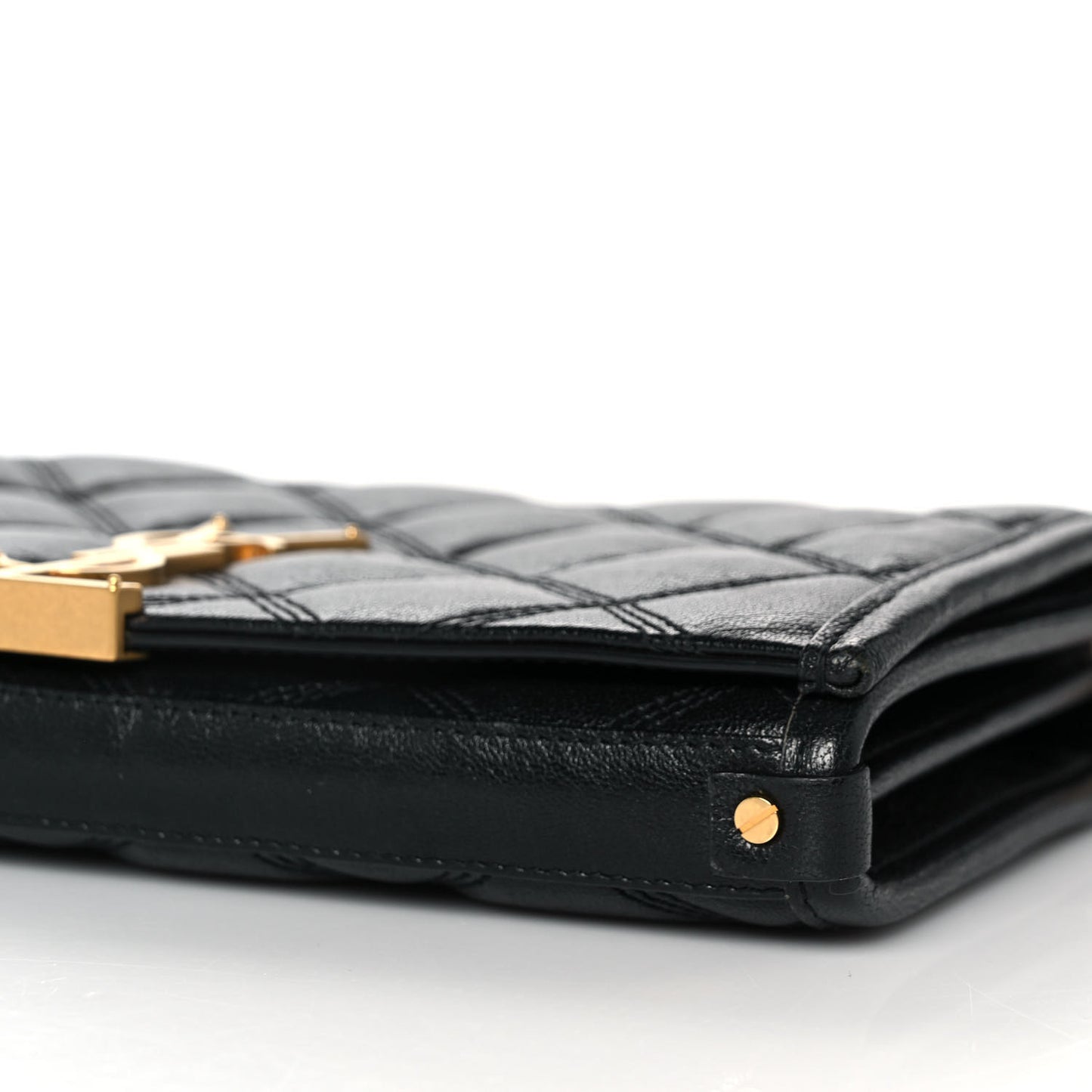 Lambskin Diamond Quilted Becky Chain Wallet Black