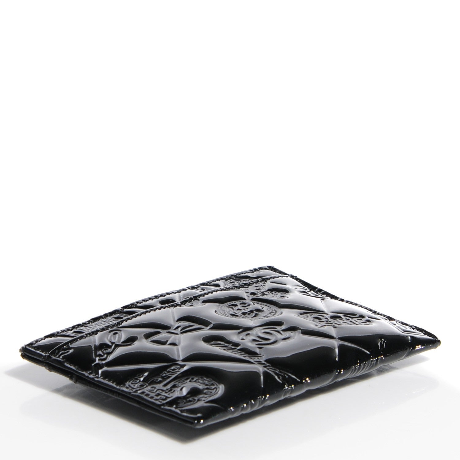 Chanel Patent Calfskin Lucky Symbols Card Holder Case Black 4 of 9