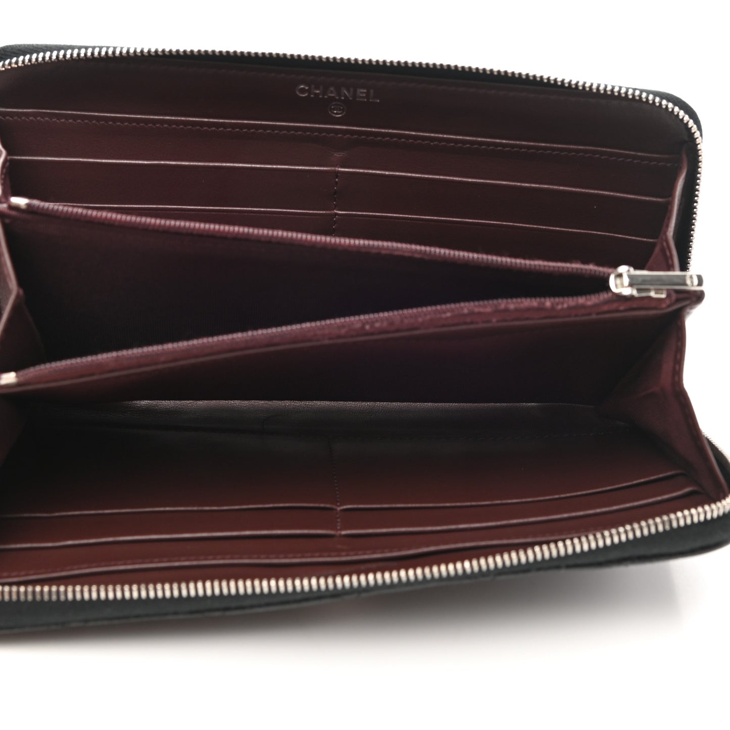 Caviar Quilted Large Gusset Zip Around Wallet Black