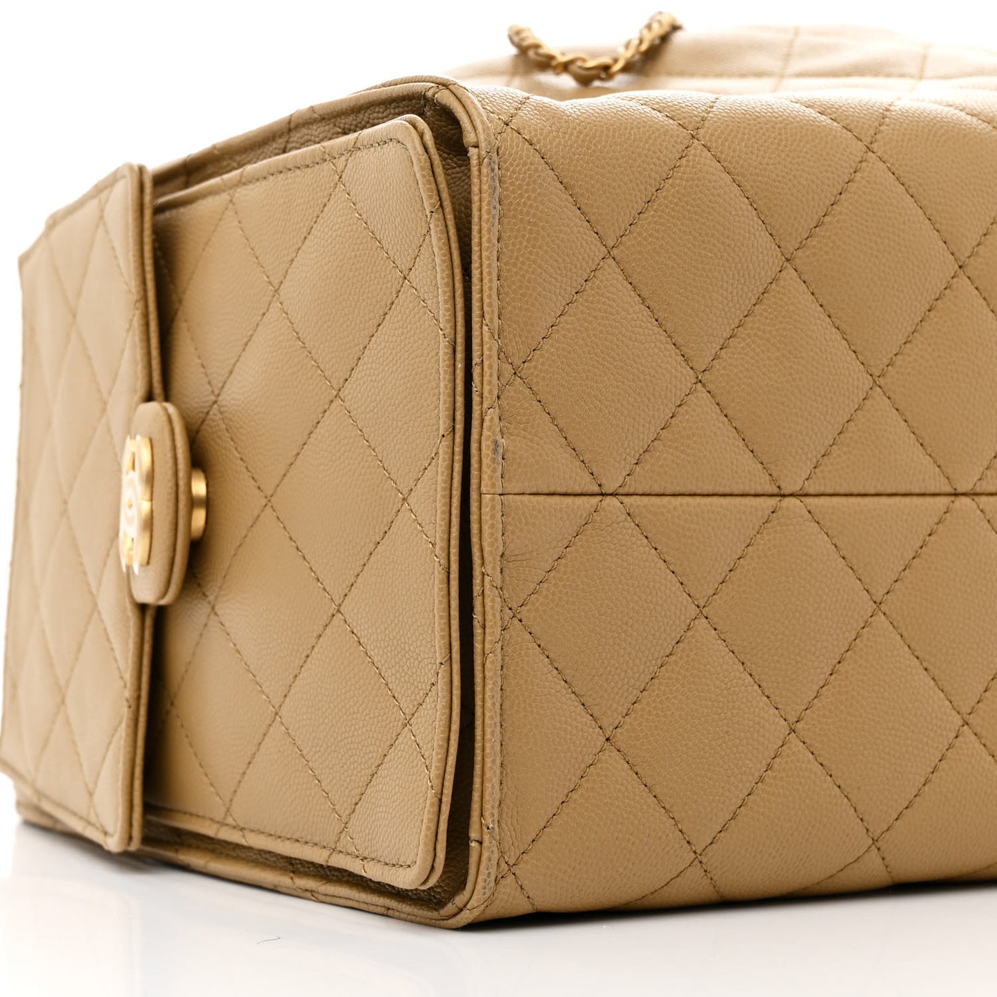 Caviar Quilted Medium Chanel 25 Handbag Dark Beige