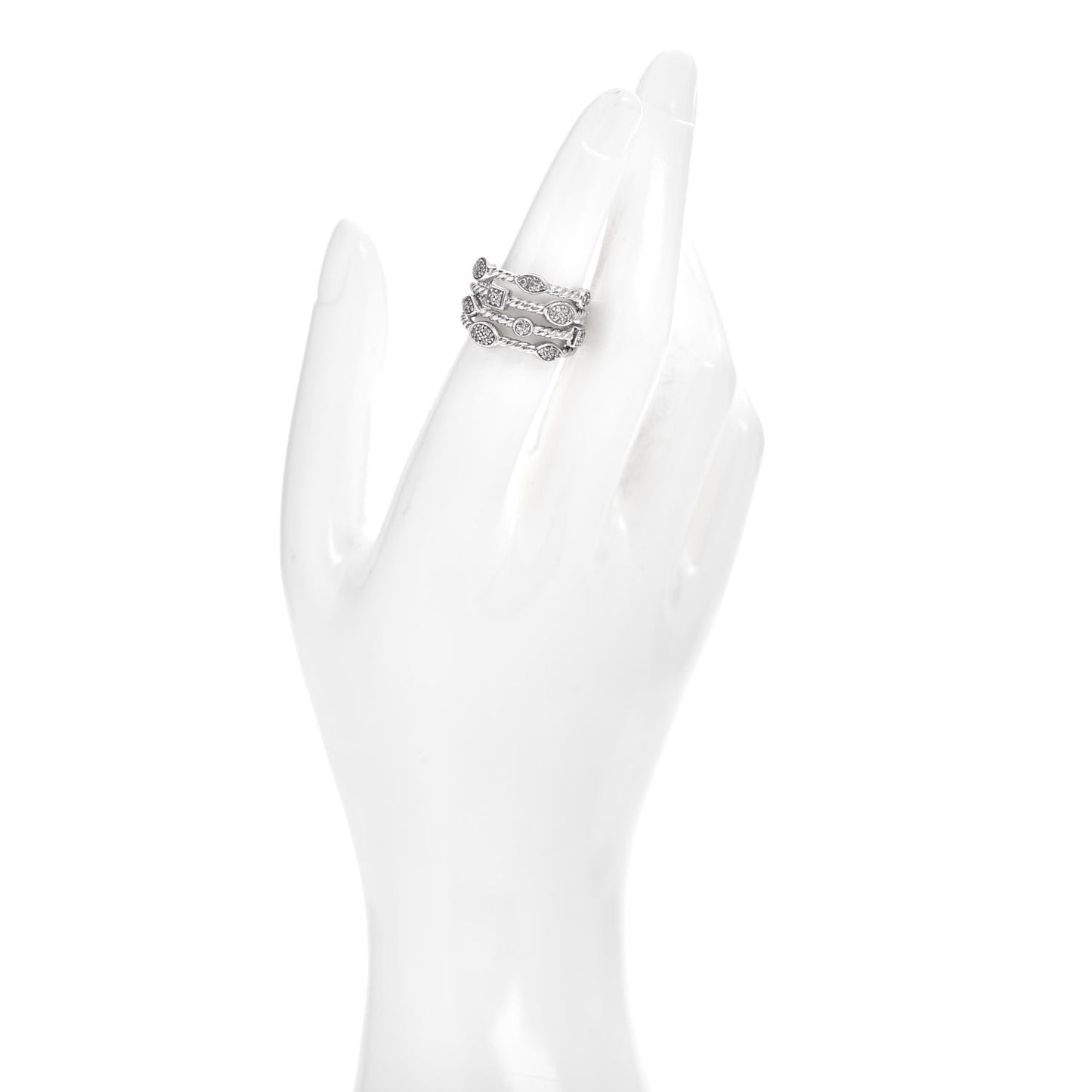 Sterling Silver Diamond Confetti 4 Row Ring 52 6