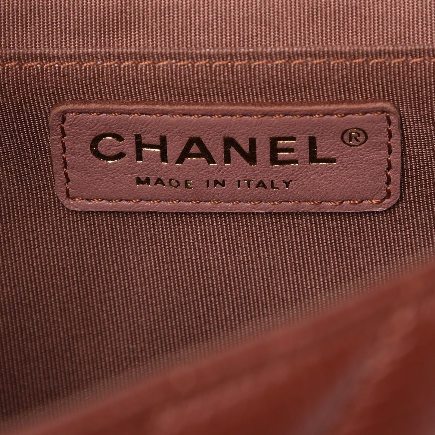 Metallic Calfskin Chevron Quilted Medium Statement Flap Brown