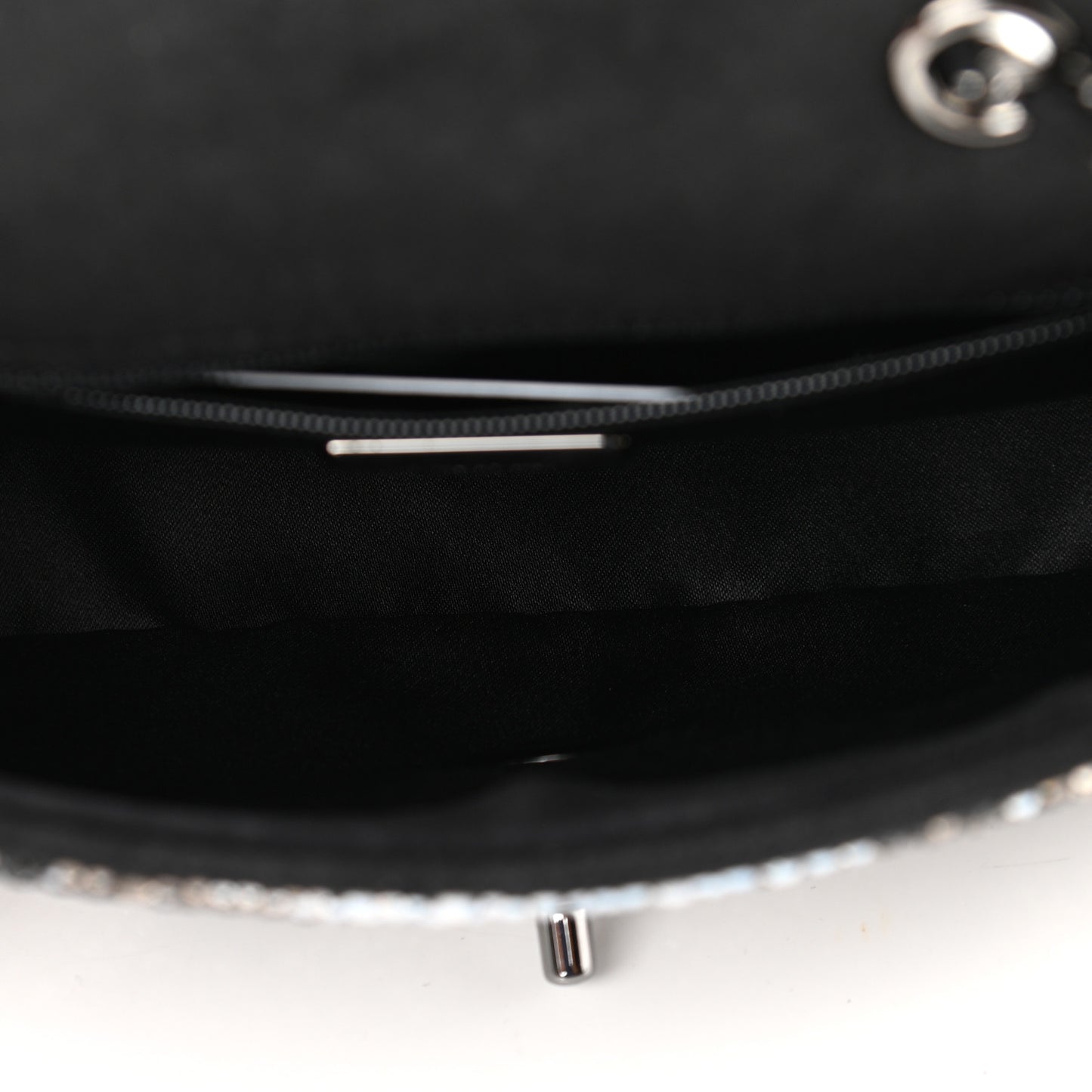 Suede Crystal Mini Rectangular Flap Grey Black Multicolor