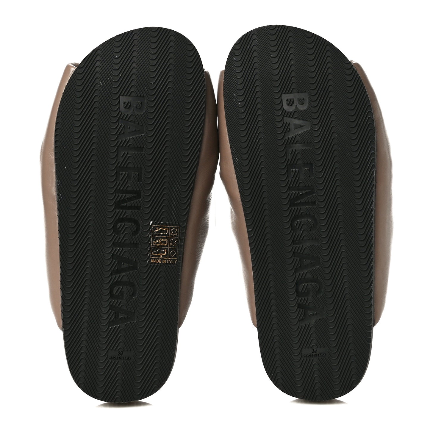 Smooth Nappa Logo Puffy Slide Sandals 37 Mink Grey White