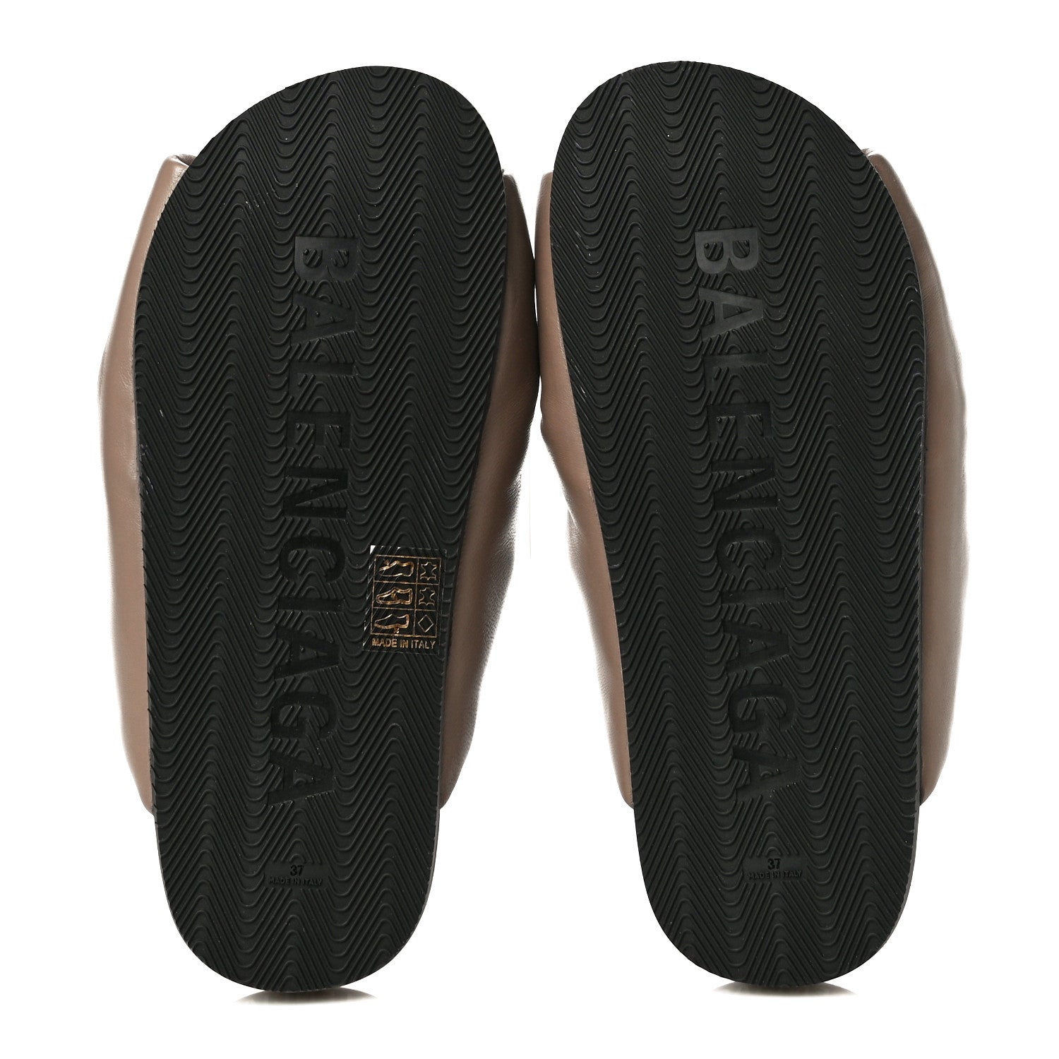 Balenciaga Smooth Nappa Logo Puffy Slide Sandals 37 Mink Grey White 7 of 10