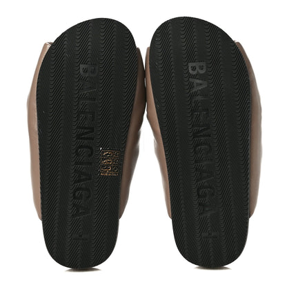 Balenciaga Smooth Nappa Logo Puffy Slide Sandals 37 Mink Grey White 7 of 10