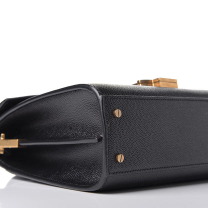 Saint Laurent Grain de Poudre Mini Classic Monogram Cassandra Top Handle Black Rouge Legion 7 of 8