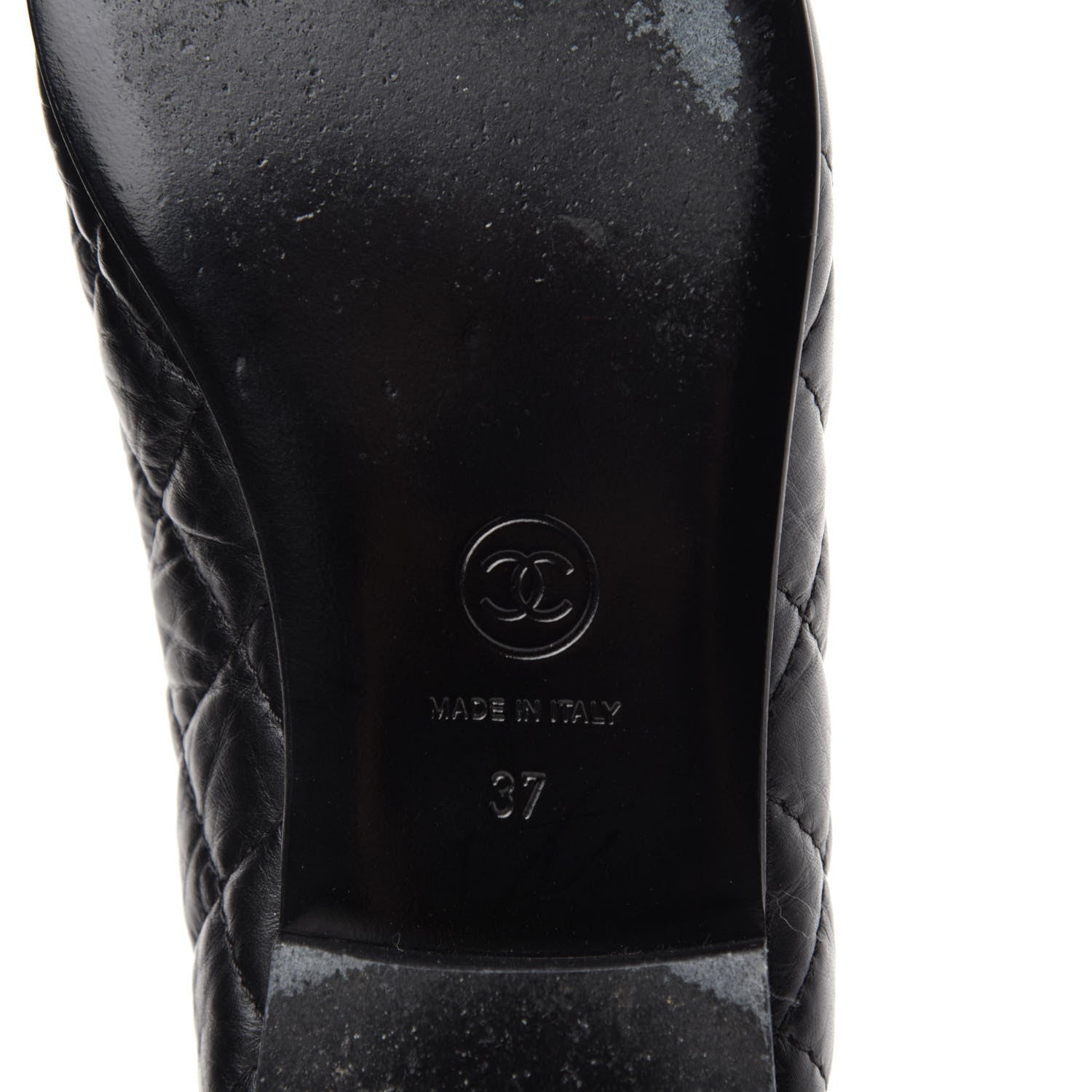 Chanel Aged Calfskin Quilted Cap Toe Ballerina Flats 37 Black 6 of 11