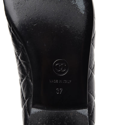 Chanel Aged Calfskin Quilted Cap Toe Ballerina Flats 37 Black 6 of 11