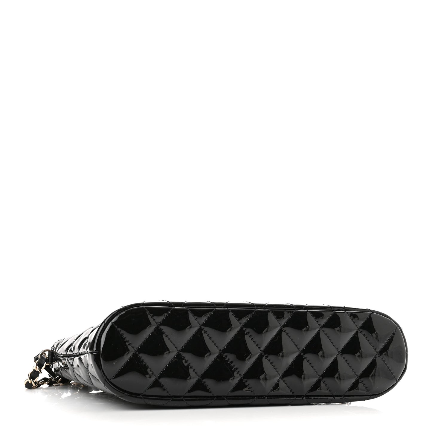 Patent Quilted Shiny Coco Small Shopping Bag Black