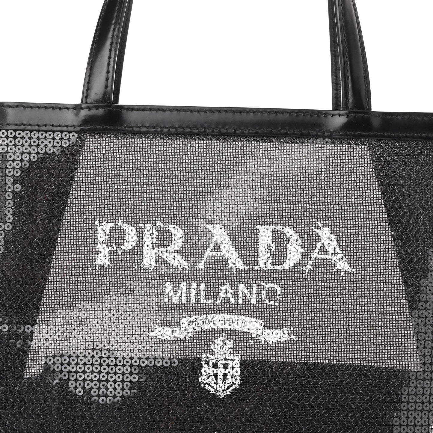 Sequin Rete Paillettes Small Tote Bag Black
