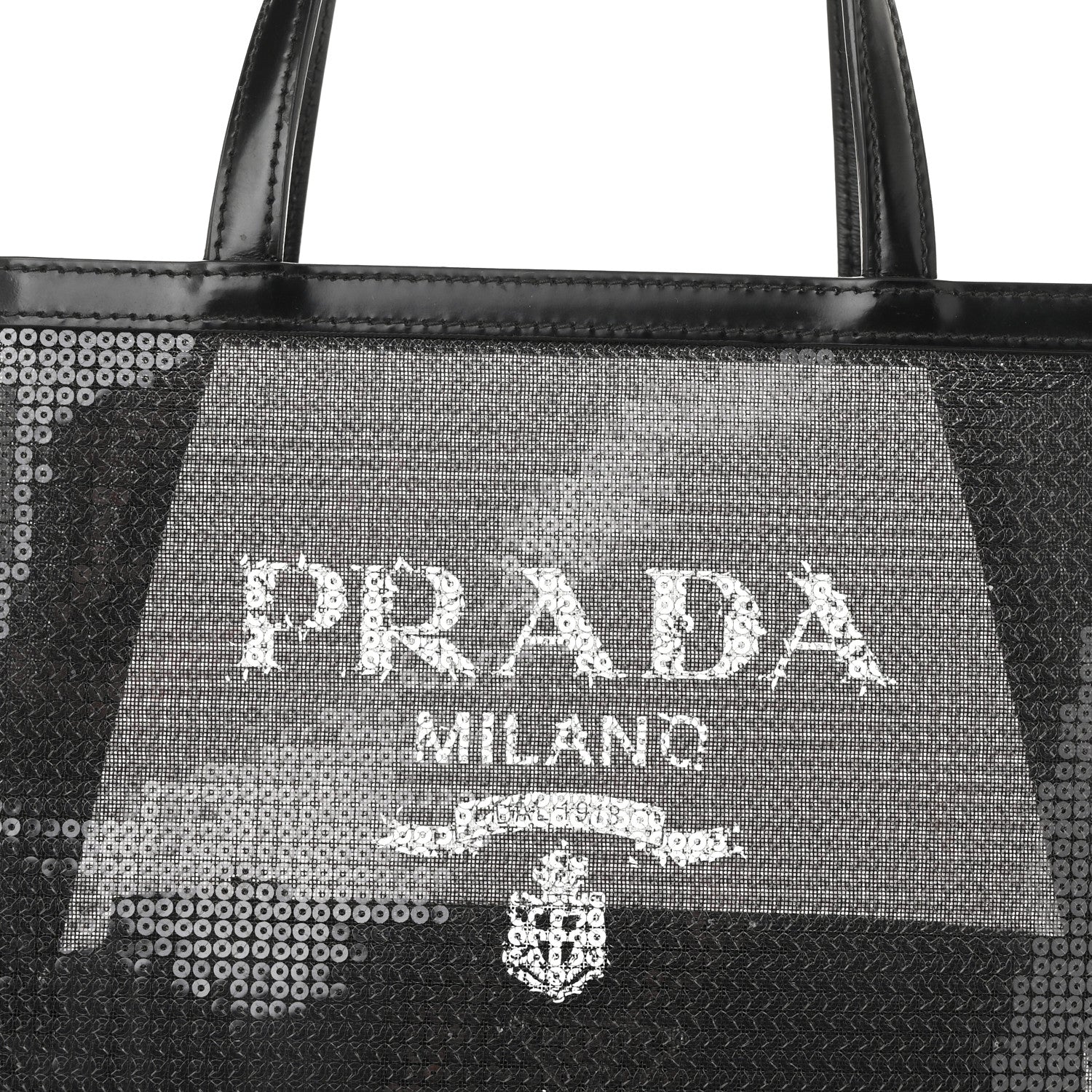 Prada Sequin Rete Paillettes Small Tote Bag Black 9 of 15