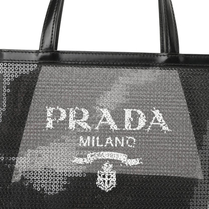 Prada Sequin Rete Paillettes Small Tote Bag Black 9 of 15