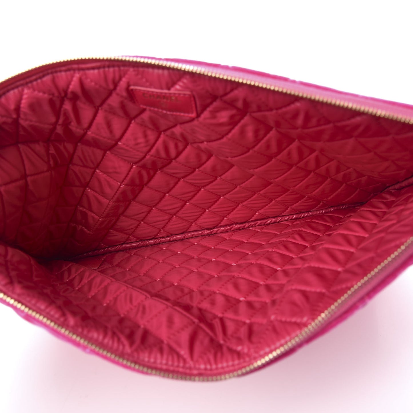 Velvet Quilted Large Cosmetic Case Fuchsia