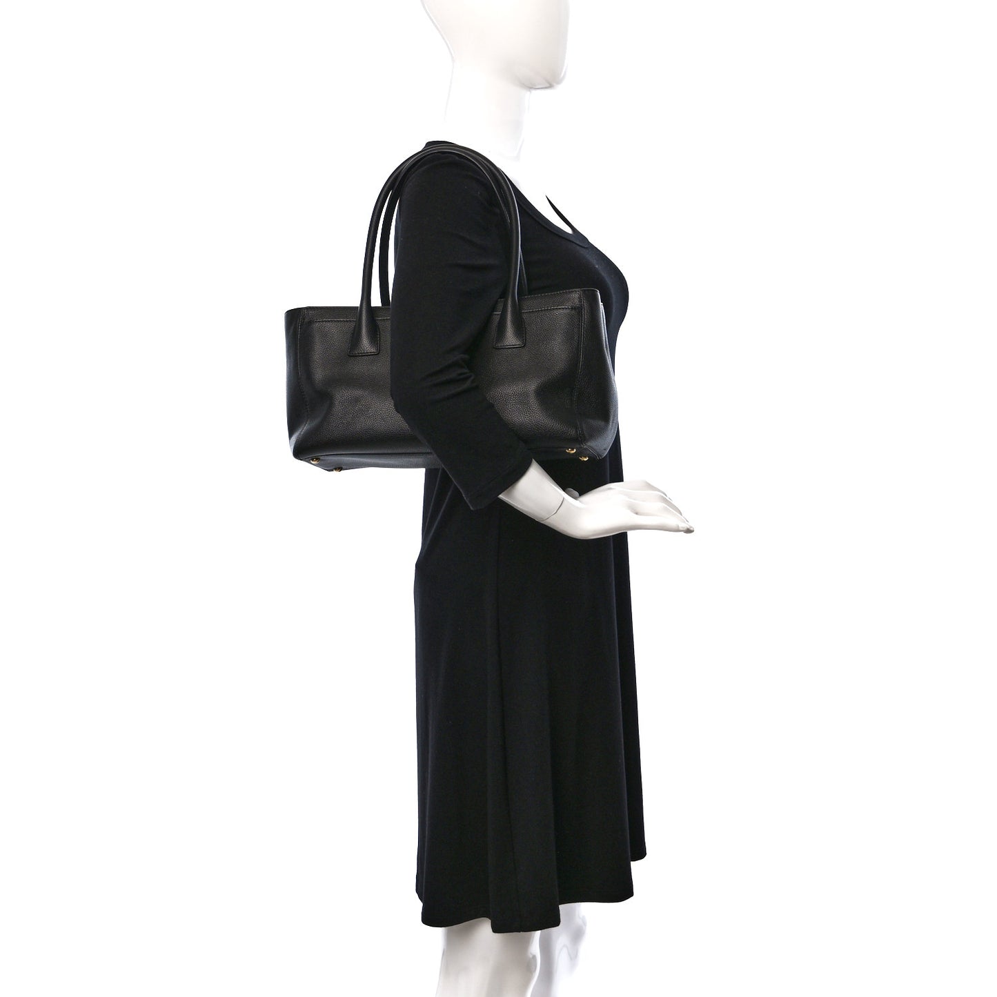 Calfskin Small Cerf Executive Shopper Tote Black