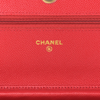 Chanel Caviar Quilted Wallet On Chain WOC Red 6 of 12