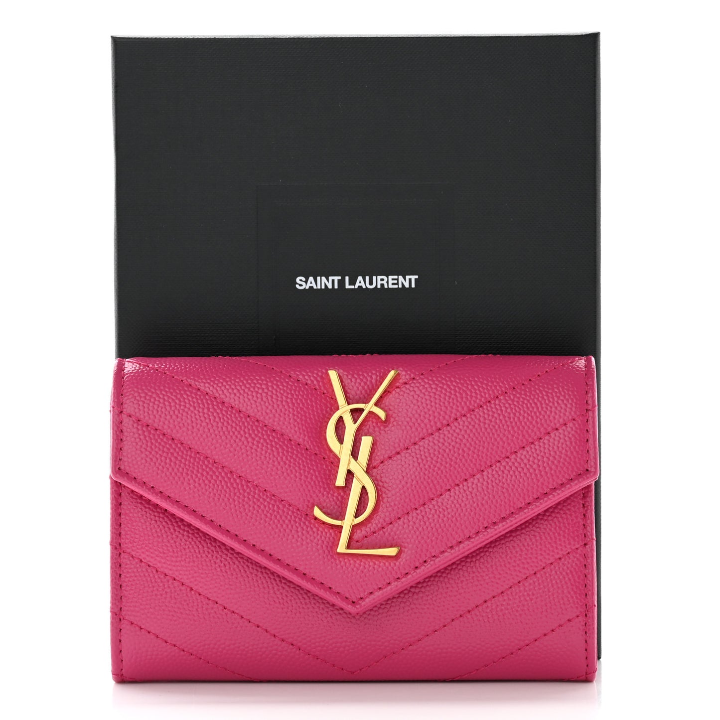 Grain De Poudre Matelasse Chevron Small Monogram Envelope Wallet Bubblegum