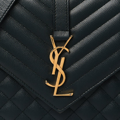 Saint Laurent Grain De Poudre Textured Mixed Matelasse Triquilt Medium Monogram Satchel Dark Smog 8 of 11