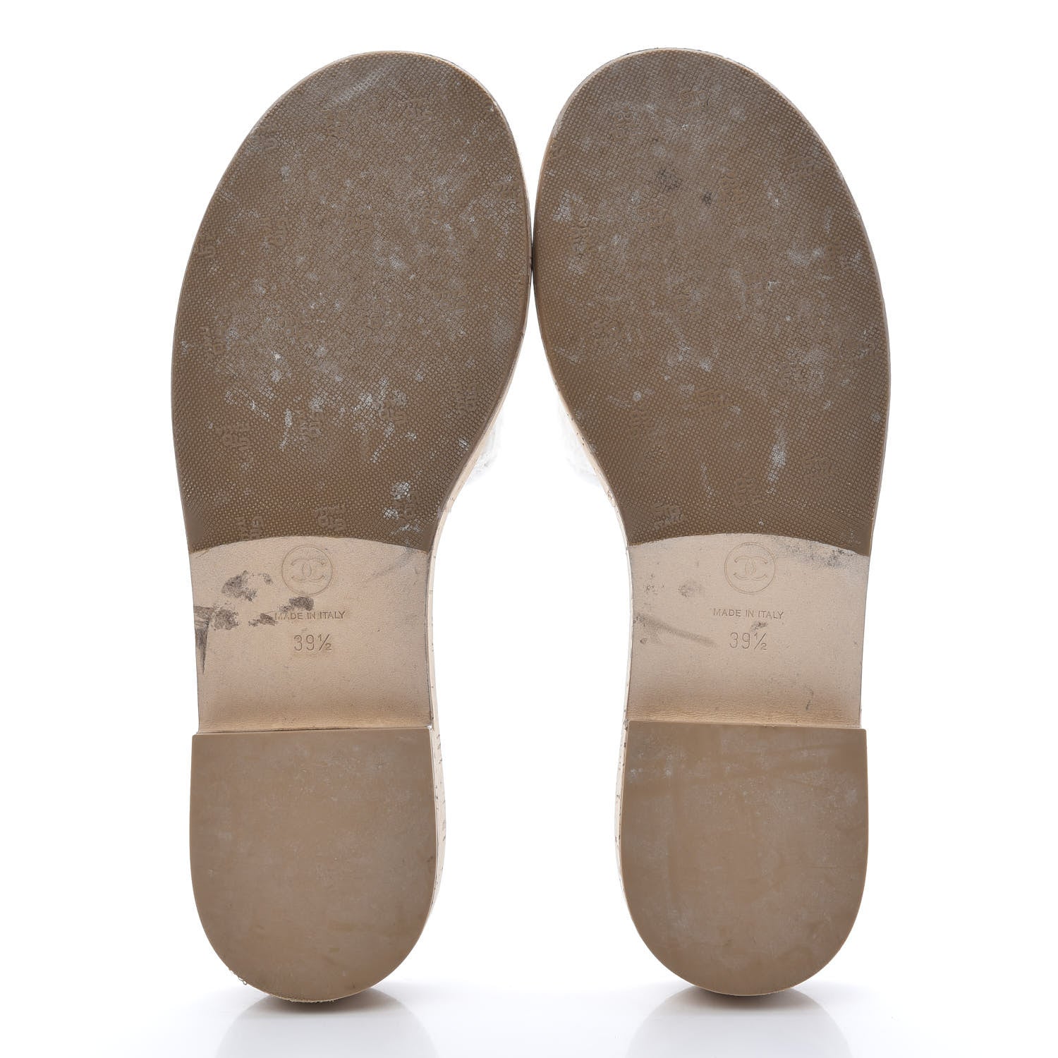 Chanel Tweed Cork CC Mule Sandal 39.5 Silk White 5 of 12