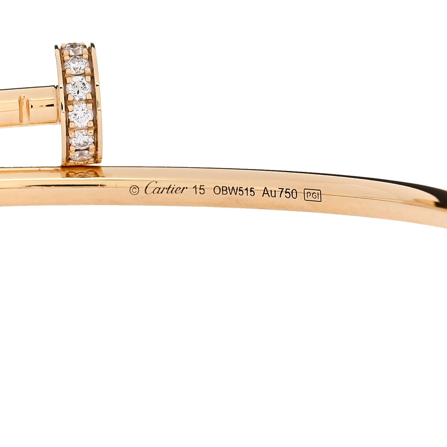 Cartier 18K Yellow Gold Diamond Small Juste Un Clou Bracelet 15 3 of 3