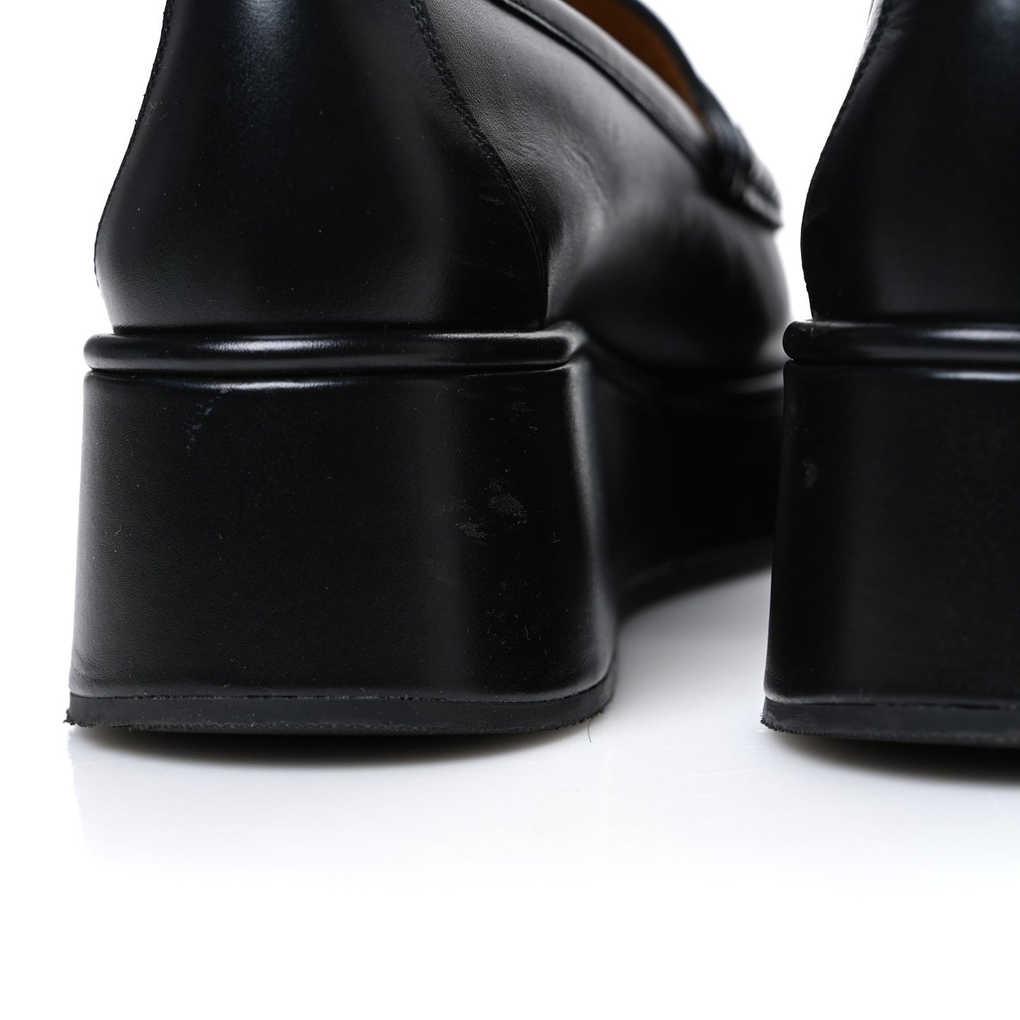 Kama Calfskin Horsebit Womens Wedge Platform Loafers 40.5 Black