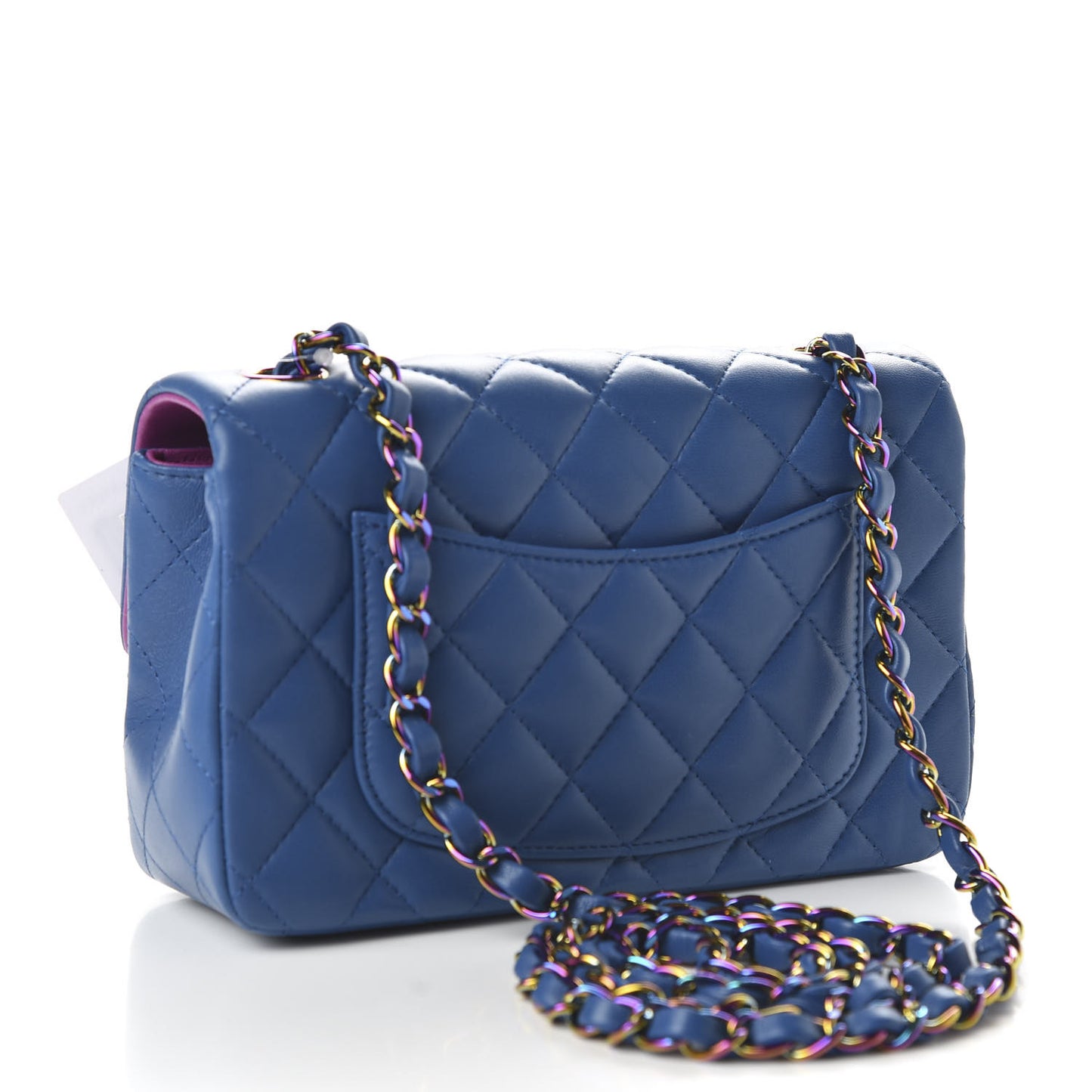 Lambskin Quilted Mini Rectangular Flap Blue Purple