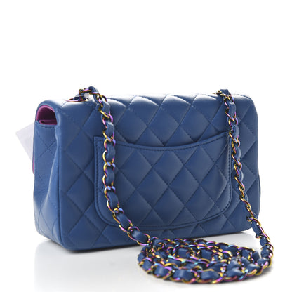 Chanel Lambskin Quilted Mini Rectangular Flap Blue Purple 3 of 11