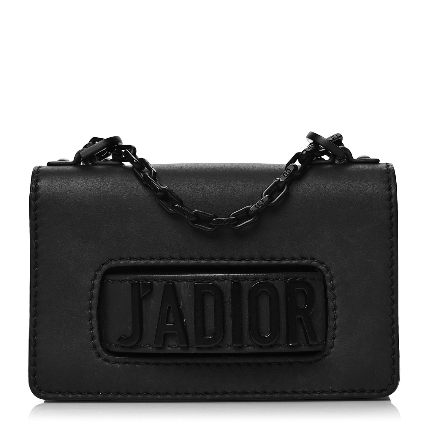 Ultra Matte Calfskin Mini J'Adior Chain Flap Bag Black