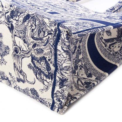 Christian Dior Canvas Embroidered Large Dioriviera Toile De Jouy Book Tote Blue 4 of 8