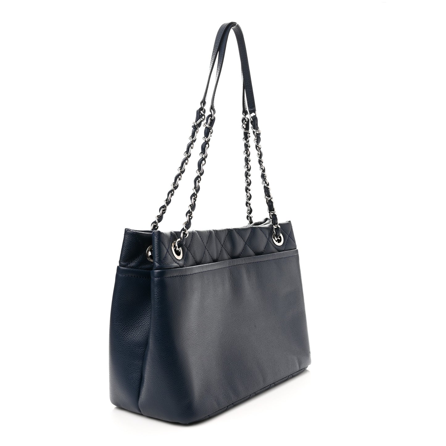 Caviar Quilted Timeless CC Soft Tote Navy Blue
