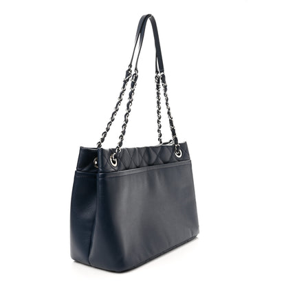 Chanel Caviar Quilted Timeless CC Soft Tote Navy Blue 3 of 10