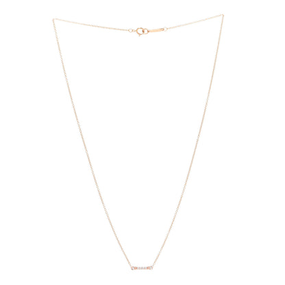 Tiffany 18K Rose Gold Diamond Fleur de Lis Key Bar Pendant Necklace 3 of 6